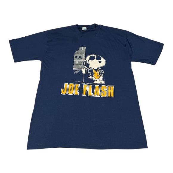 Vintage 70s Snoopy Joe Flash T-Shirt‎ Men's XL Blue Artex Peanuts USA Made